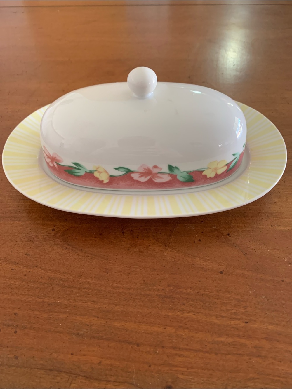 Grandma’s Kitchen PFALTZGRAFF Floral Butter Dish with Pink and Yellow